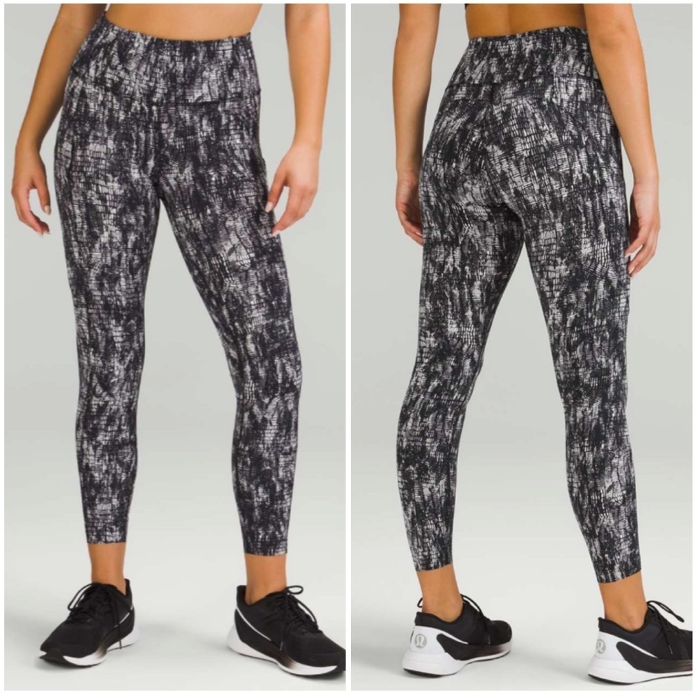 Lululemon Fast and Free High-Rise Tight 25" White Black Size 0 W5BXRS